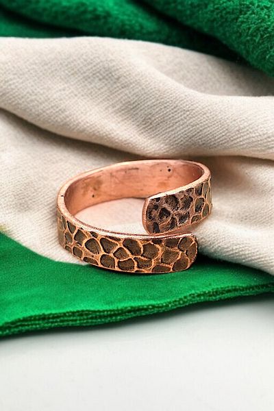 NBS Beautiful Naturel Stones Pure Copper Ring 100% – Adjustable Size – Handcrafted - for Women