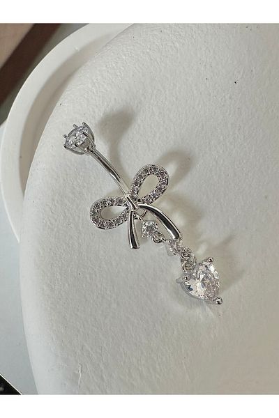 My Bellas Jewels Surgical Steel Bow Belly Button Piercing (Bar: Titanium)