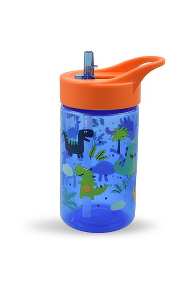 Venino 430 ml Dinosaur Pattern Glass with Straw Flask the Little One's Choice