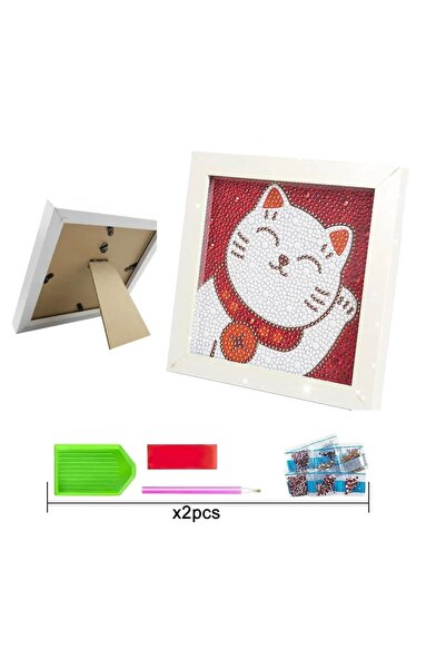 BGA çocuk gelişim için çerçeveli elmas boyama kedi tasarım elmas boyama resmi