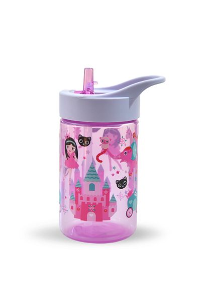 Venino 430 ml Princess Printed Pink Flask with Straw - Little Ones' Choice