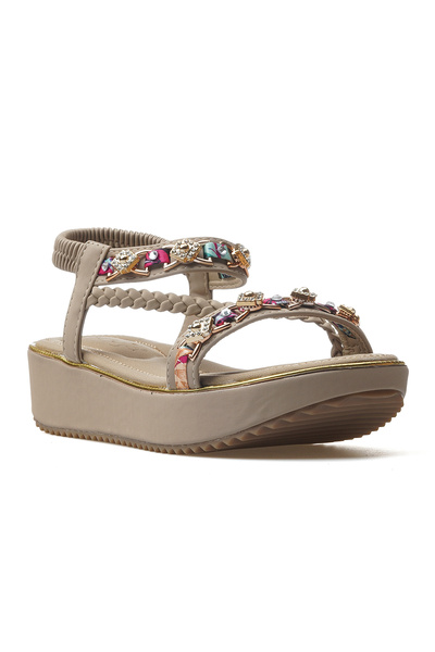 Guja Women's Stone Detailed Daily Sandals Shoes 25Y 25Y121-4 Z Beige