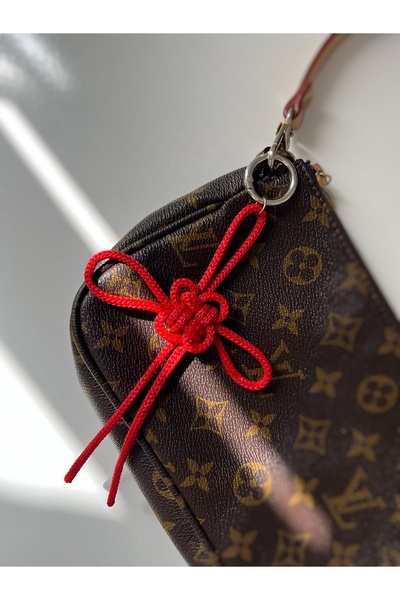 Poshy Atelier Red Good Luck Knot Abundance Silver Bag Charm Keychain Car Ornament Accessory