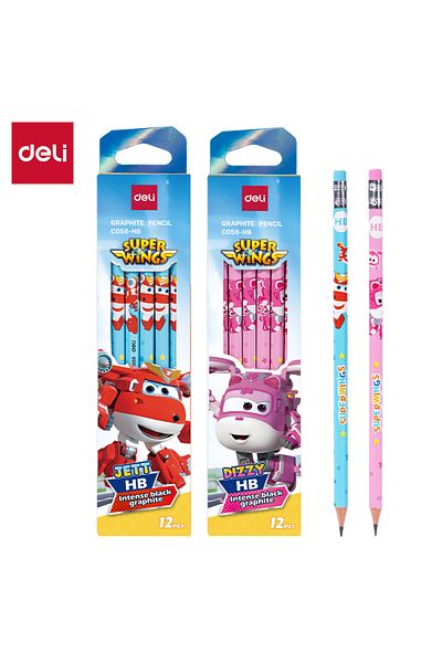Deli EC058 HB Graphite Pencil, 12PCS/Box, Built-in Eraser – For School & Writing Use