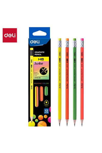 Deli EU51600 Graphite Pencil, HB, Triangular Barrel, 12PCS – For Writing & Drawing
