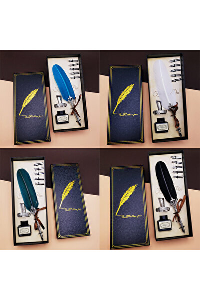 Fixport مجموعة أقلام غمس لسطح المكتب من الريش