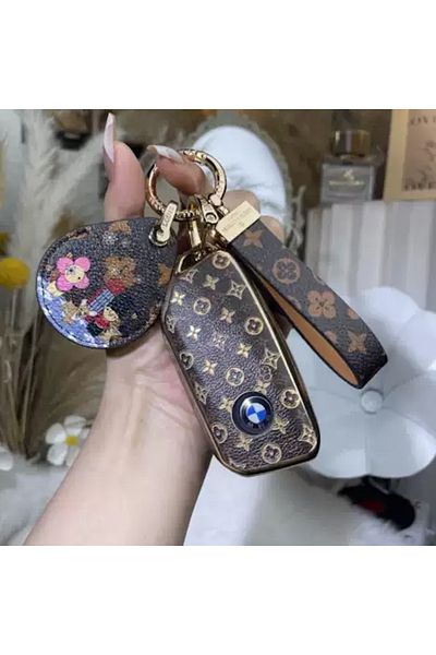 casehometr Lv Pattern Brown Key Cover Compatible with Bmw