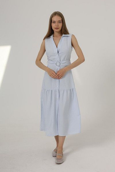 modaserdem Belted Striped Dress - Blue