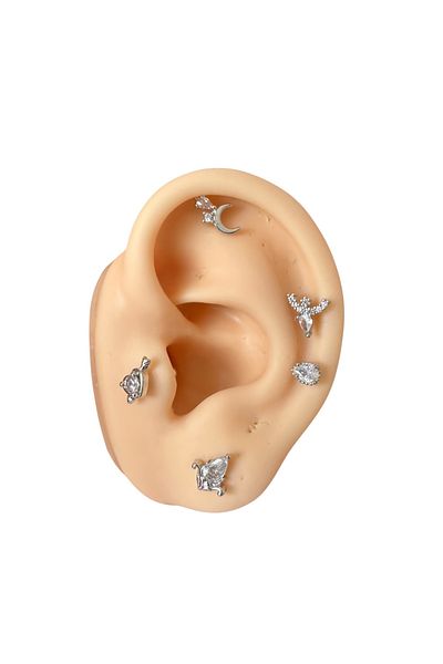 My Bellas Jewels Surgical Steel Tragus Piercing, Helix, Flat, Conch, Lobe (1 Piece Optional)