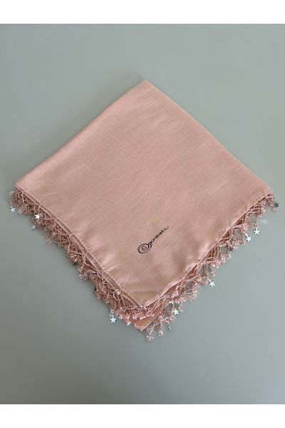 GÜNBATILI Handcrafted Handwork Edge Beaded Writing Cheesecloth Dowry Gift 100X100 cm