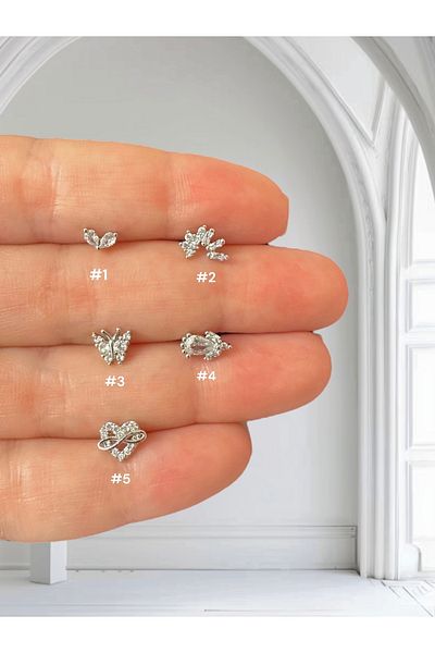 My Bellas Jewels Surgical Steel Tragus Piercing, Helix, Flat, Conch, Lobe (1 Piece Optional)