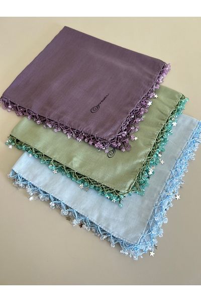 GÜNBATILI 3 bucăți lucrate manual, margine de lucru manuală, tulbint de scris cu mărgele, cadou pentru nuntă yemenită 100x100 cm