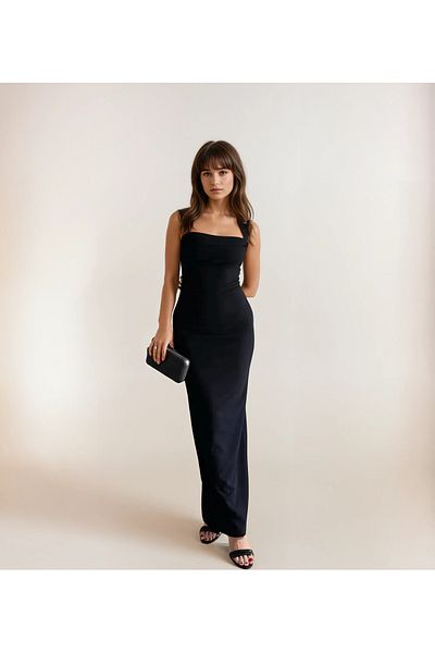 MAYELN Straight Long Dress with Straps