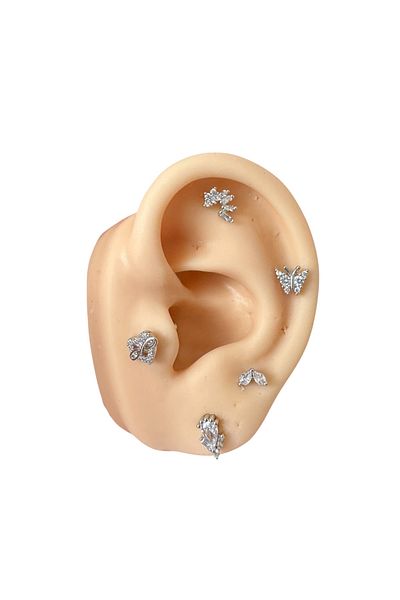 My Bellas Jewels Surgical Steel Tragus Piercing, Helix, Flat, Conch, Lobe (1 Piece Optional)
