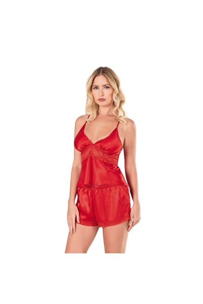Narnuga Red Satin Shorts Set