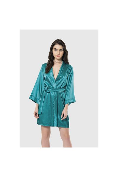 Narnuga Emerald Short Satin Dressing Gown