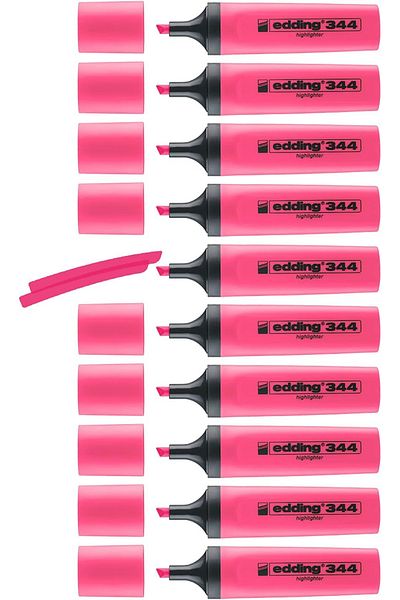 Edding Phosphor Pen 344 Pink 10 Pack