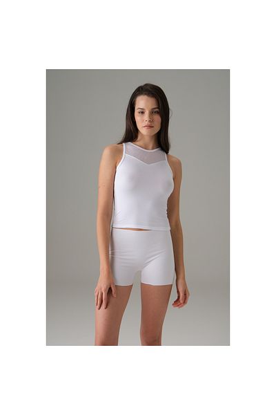 Narnuga Doreanse Women's Halter Mesh Collar Athlete White 9401