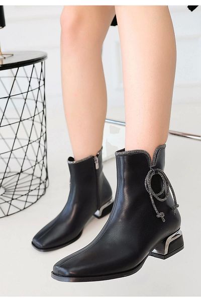 UGETTA Melina Black Leather Heeled Boots