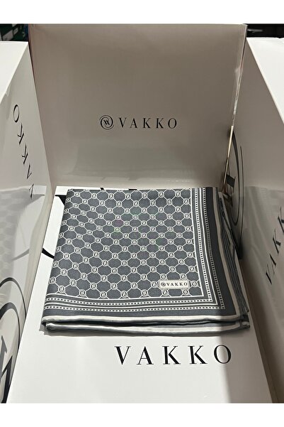 Vakko GRİ MONOGRAM TWİLL EŞARP