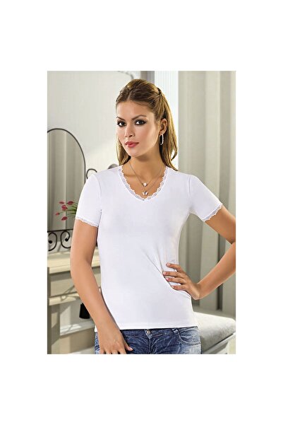 Narnuga قميص داخلي من الدانتيل برقبة على شكل حرف V 2176