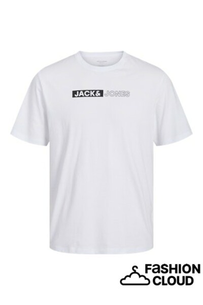 Jack & Jones Men's White Jjecorp Logo Tee Play Ss O-Neck Noos T-Shirt 12233999-White