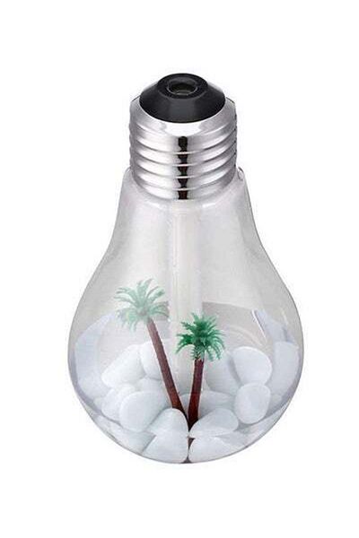 HALAMODO Mini Bulb Shaped Humidifier With USB And LED Light Silver/Clear