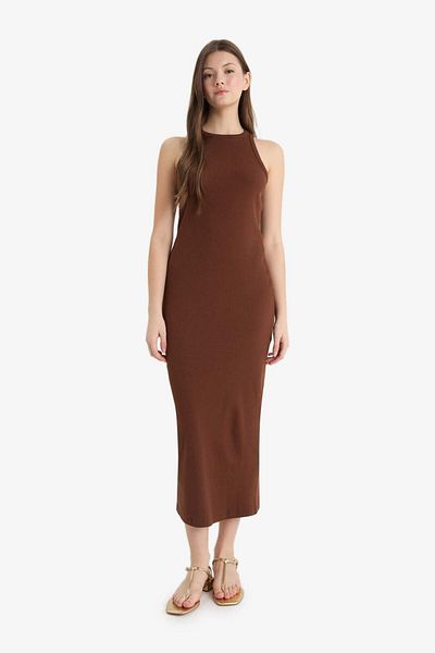 DeFacto Bodycon Bodycon Halter γιακάς Καμισόλα Αμάνικο Maxi Φόρεμα A4828ax25sm