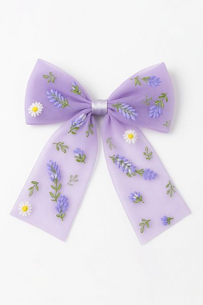 MakeWell Cataramă din țesătură cu model Daisy Design cu design cu fundă cu clips