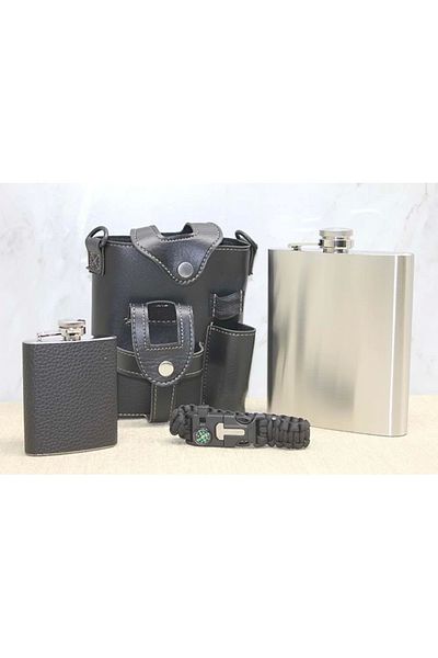 mrpurple Flask Set with Leather Case