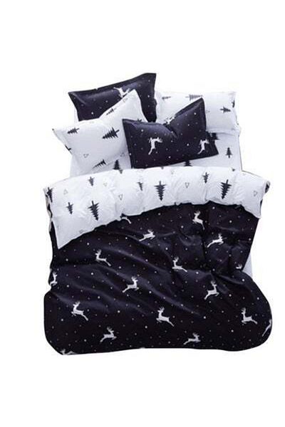 HALAMODO 4-Pieces Simple Trend Style Bedding Set Polyester Multicolour 180x220cm