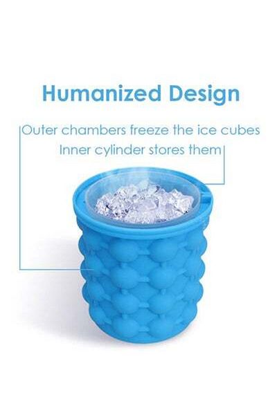 HALAMODO Bucket Shape Ice Cube Maker Blue 12cm
