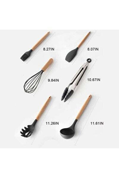 HALAMODO 11-Piece Cooking Utensils Set With Wooden Handles Metal Container Cookware,Kitchen Utensils Spatula