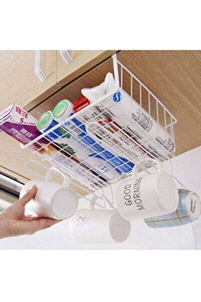 HALAMODO Under Shelf Organizer Basket White 8x11x10inch