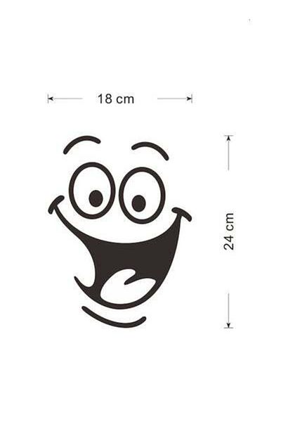 HALAMODO Cartoon Smile Face Toilet Seat Sticker Black 24 x 18cm