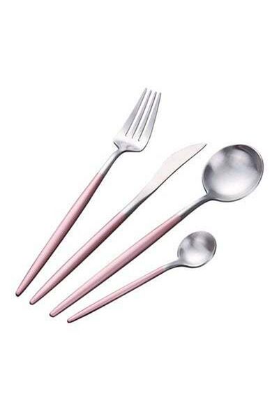 HALAMODO 4-Piece Stainless Steel Cutlery Set Pink / Silver 16.5x26x3.5cm