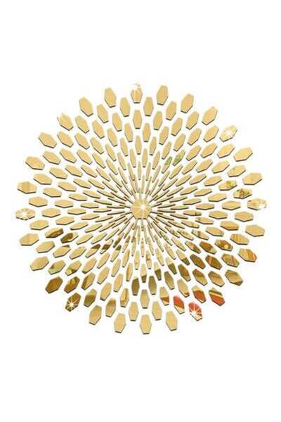 HALAMODO ملصق حائط مرآة جرافيكي مزخرف ذهبي