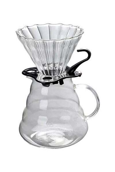 HALAMODO V60 Manual Coffee Share Pot With Filter Glass Clear 20x12cm