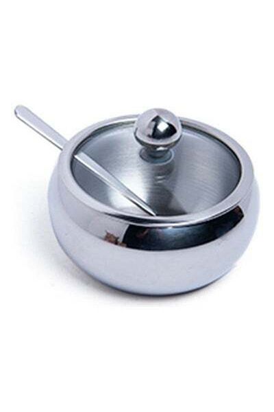 HALAMODO Sugar Bowl With Spoon And Lid Silver 10x10x8cm