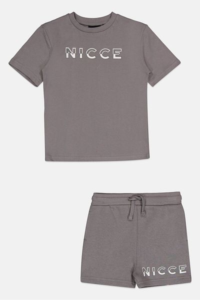 Nicce Kids Boy 2 Pcs Boy Brand Logo T-Shirt And Short Set, Grey