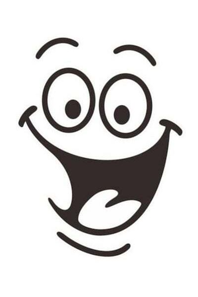 HALAMODO Cartoon Smile Face Toilet Seat Sticker Black 24 x 18cm