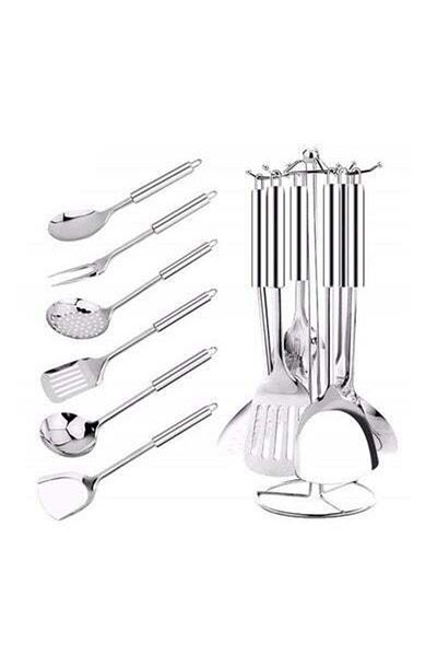 HALAMODO 7-Piece Kitchen Utensil Silver 15 x 10 x 17 centimeter Silver 15 x 10 x 17cm