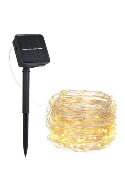 HALAMODO Solar Powered Copper Wire Fairy String Lawn Lamp White 20meter