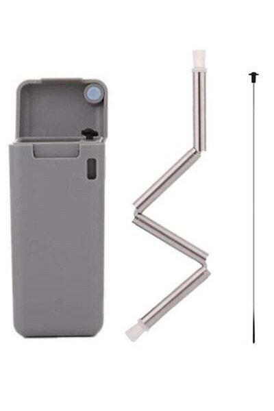 HALAMODO Collapsible Folding Reusable Straw Grey/Silver
