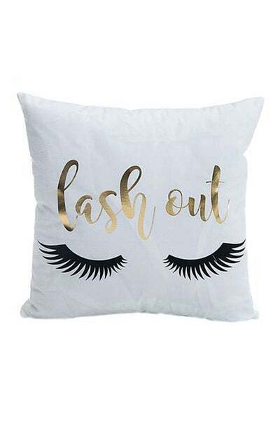 HALAMODO Lash Out Skin Friendly Decorative Throw Pillow Case Cushion Cover White/Gold 45 x 45cm