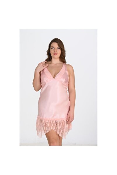 Narnuga MARSiLYAN- فستان نوم سلمون مقاس كبير 2112