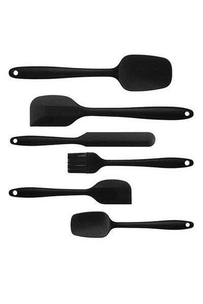 HALAMODO 6-Piece Baking Scraper Shovel Spatula Set Black