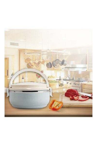 HALAMODO Stainless Steel Thermal Lunch Box Blue/Beige 150x94mm