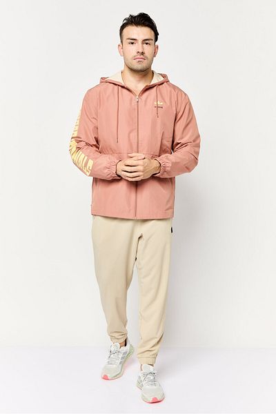 adidas Men Sportswear Fit Brand Logo Outdoor Jacket, Light Brown