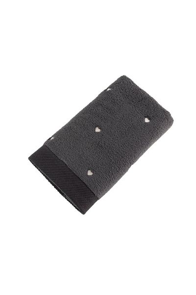 merland benvecocuk Lubow Love Dark Grey Cream Embroidered 50X90 Set of 6 Towels
